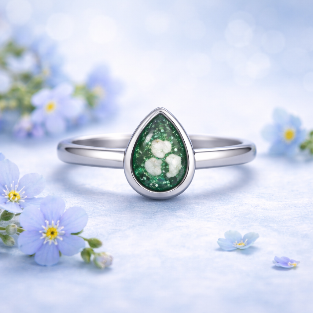 Forget Me Not Studio Ashes Gem Ring — Tear Drop | Eternal Range | Surgical Stainless Steel