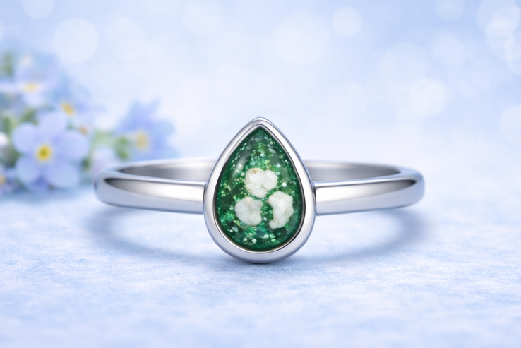 Forget Me Not Studio Ashes Gem Ring — Tear Drop | Eternal Range | Surgical Stainless Steel