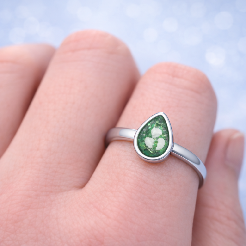Forget Me Not Studio Ashes Gem Ring — Tear Drop | Eternal Range | Surgical Stainless Steel